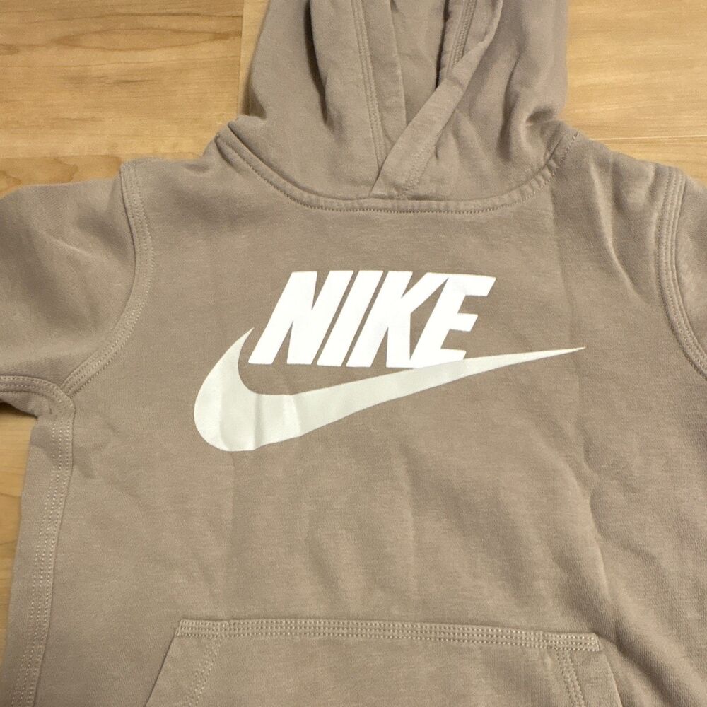 Nike Boy’s Beige Fleece Pullover Hoodie Pocket Size M - Picture 3 of 8